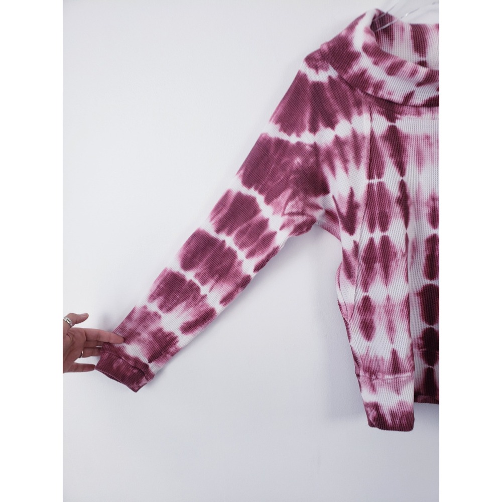 Anthropolgie Pilcro Angie  Cowl Neck Tie Dye Waffle Knit Long Sleeve Pullover XS - Picture 4 of 10